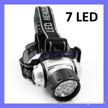 ABS Mining 7 LED Headlight Flashlight Bicycle Outdoor Camping Motorcycle Lamp Handsfree Headlamp 9004 AAA Battery (LED-628)
